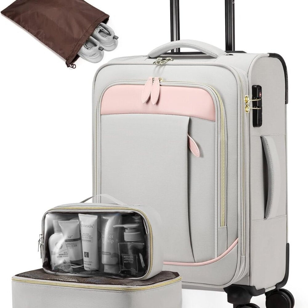 Carry On Luggage For Women And Men, Softside Suitcases With Daul Wheels